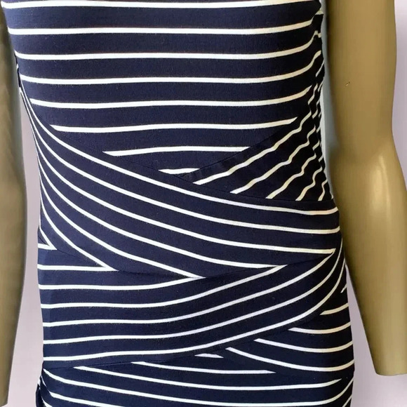 Philosophy Sleeveless Tank Shift Dress Stretchy Knit Size L Navy White Stripes - Picture 5 of 16